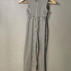 Pink Chicken Black/White Striped Sleeveless Jumpsuit - Size 6Y